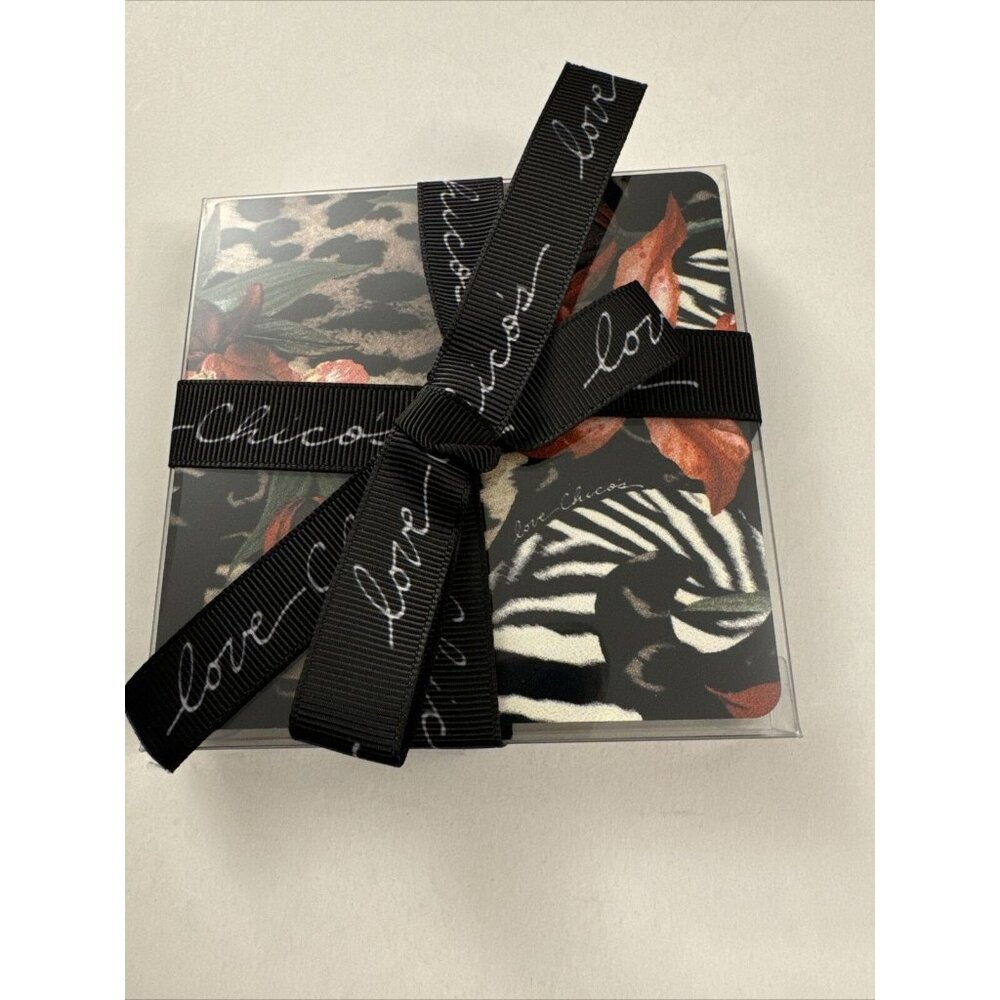 Chico's Coasters Love New Mixed Animal Print On Black 4" squares OC17